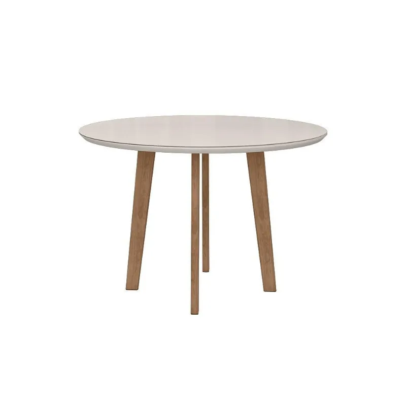 Mesa de Jantar Vale do Nilo 4 Lugares Redonda MDF Off White RV Móveis