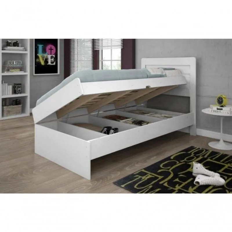 Cama Box Solteiro Baú Larissa com Colchão Espuma Branco Framar