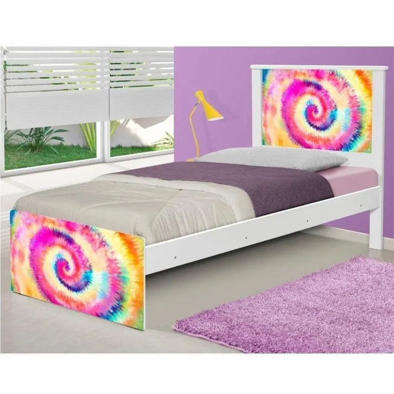 Cama Box com Colchão Solteiro Tie Dye Espuma UV Branco Casah