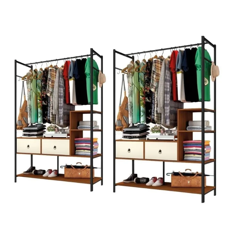 Jogo Guarda Roupa Industrial Casal Conjunto Closets Industriais Magali sem Portas 2 Gavetas MDP
