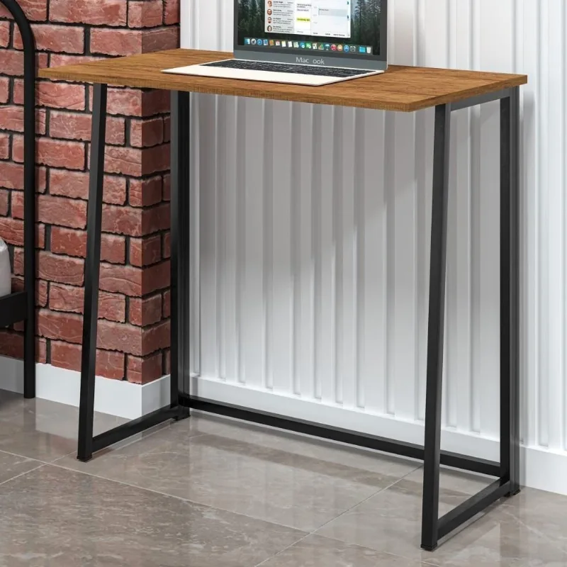 Mesa para Escritório Retangular Aleus Industrial sem Gavetas MDF MDP 80CM Preto Canela