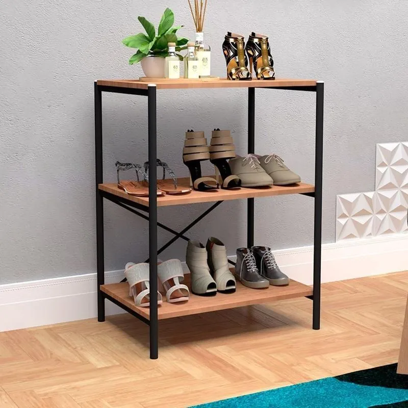 Sapateira Multiuso Belina 3 Prateleiras 60cm MDP Preto Artefamol Móveis