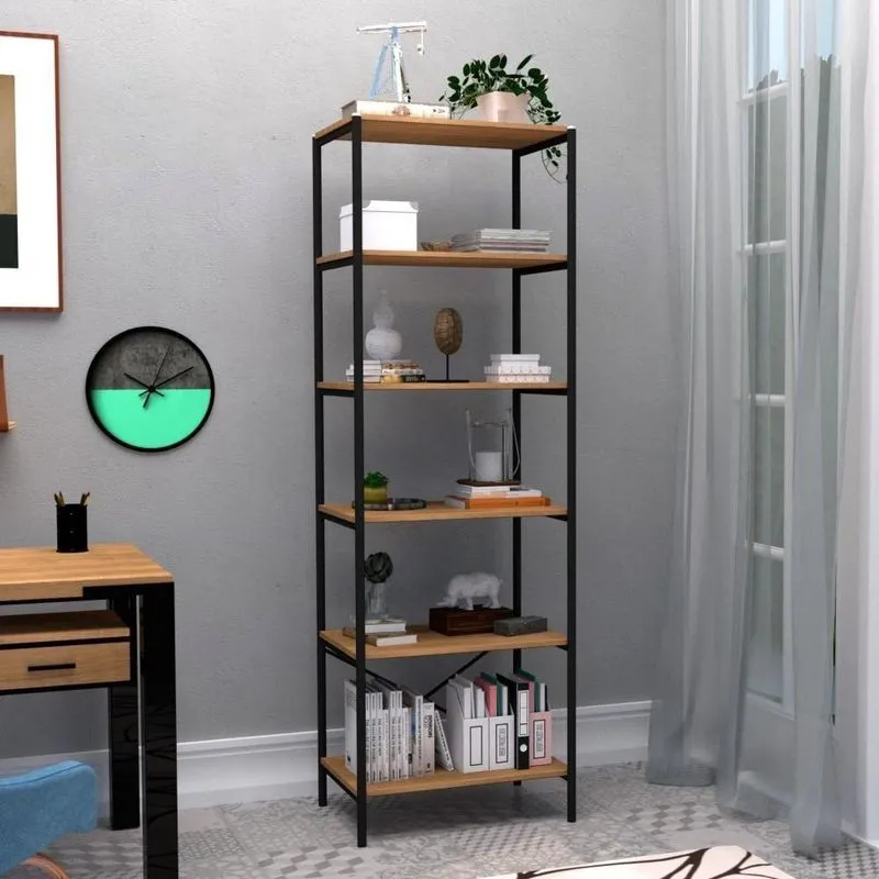 Armário Multiuso Industrial Mineta 6 Prateleiras Aço Carbono E Mdp 60cm Preto Artefamol Móveis