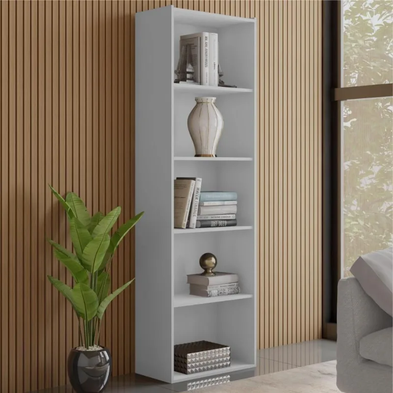 Estante Livreiro Beleva 4 Prateleiras 1 Nicho Branco AJL Móveis