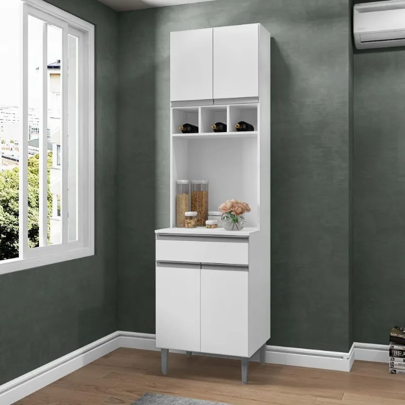 Paneleiro Calero 4 Portas 4 Prateleiras MDP 61CM Branco