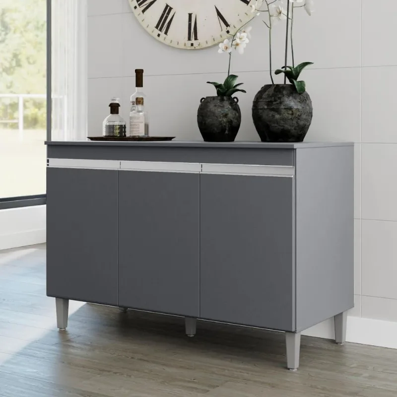 Balcão de Cozinha Calari 3 Portas 120CM Cinza AJL Móveis