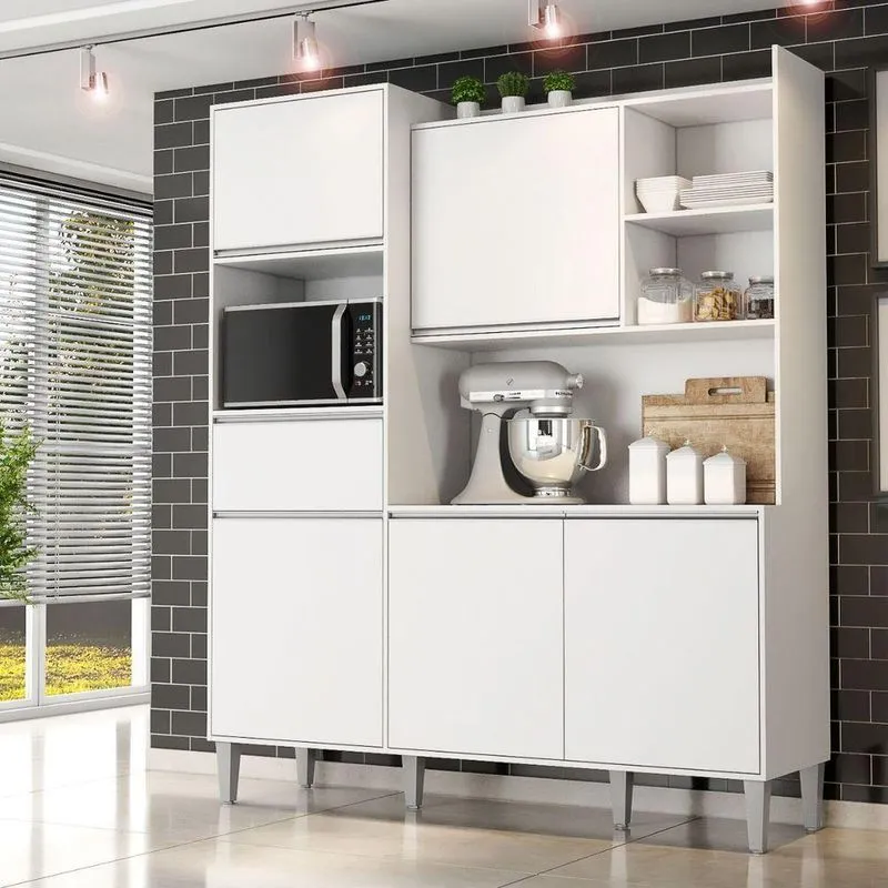 Armário De Cozinha Completo Deleva 160cm MDP Branco AJL Móveis