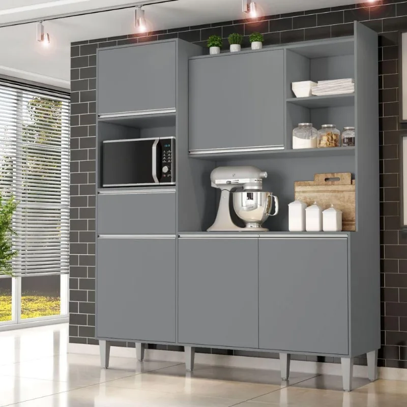 Balcão de Cozinha Delyn 160CM MDP Cinza Fosco AJL Móveis