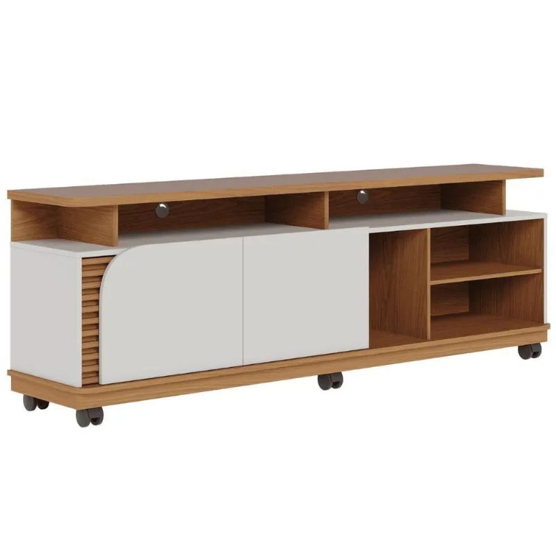 Rack para TV Luna 75 Polegadas 180CM MDP Freijó Off White Bege Colibri Móveis