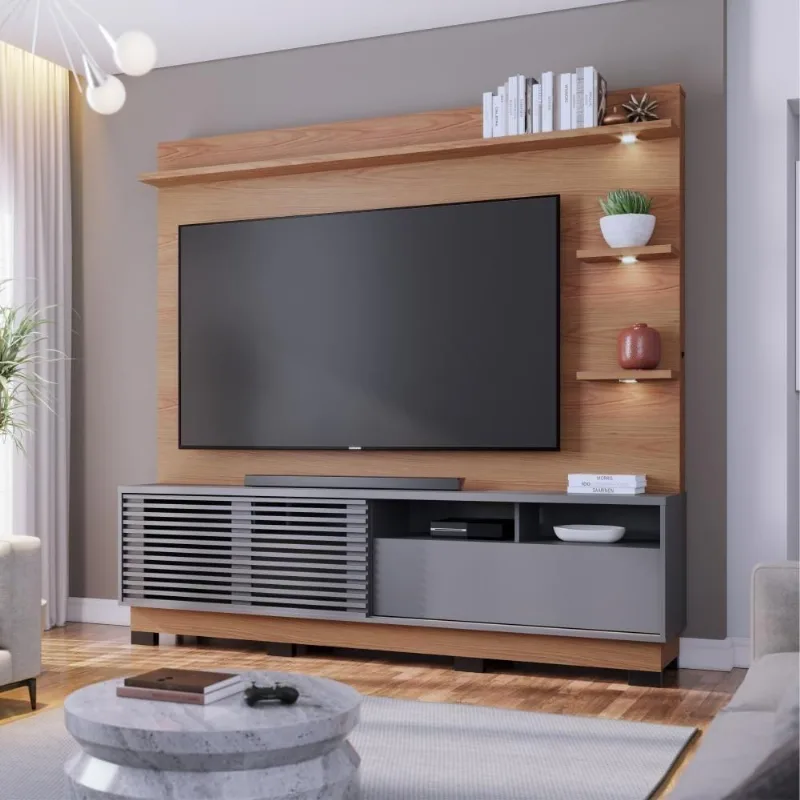 Home para TV Home para TV Ate 70 200CM MDP com Led Freijó Cinza Fosco Colibri Móveis