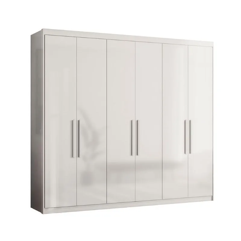 Guarda Roupa Casal Artemis 6 Portas 2 Gavetas MDF Branco Demóbile
