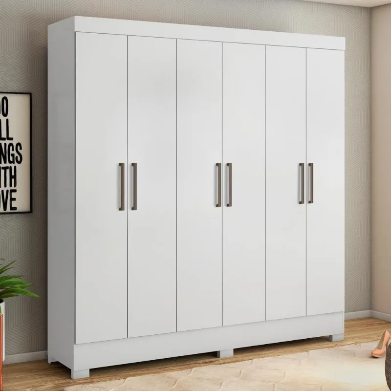 Guarda Roupa Casal Villa de Toscana 6 Portas 3 Gavetas MDP Branco Demóbile