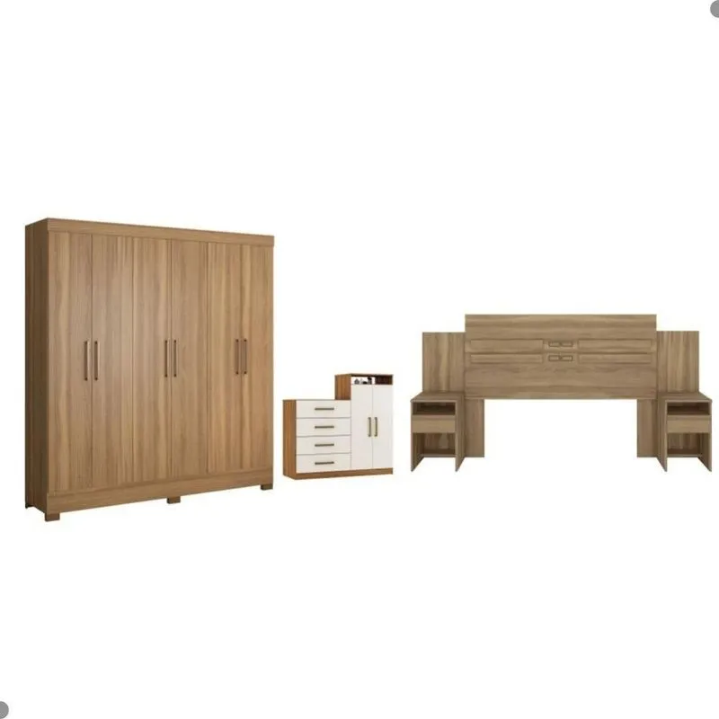 Conjunto Para Quarto De Casal Falina Completo 8 Portas 7 Gavetas Mdp Amendola Off-white Demóbile
