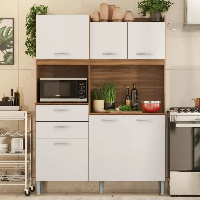 Cozinha Completa Viena 6 Portas 2 Gavetas Amendola Branco Demóbile