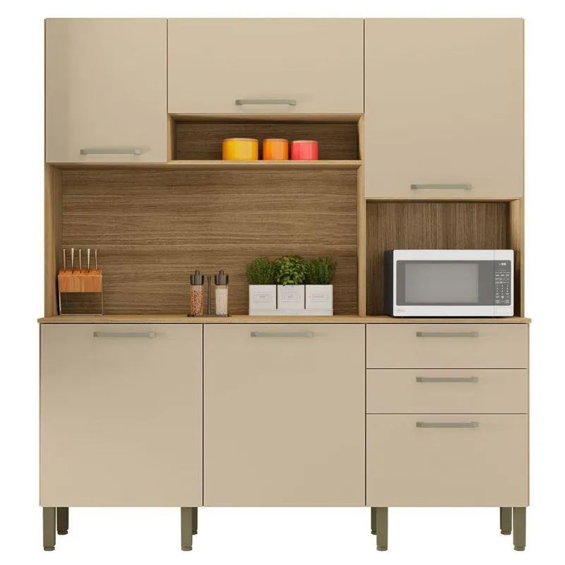 Armário De Cozinha Névoa 5 Portas 2 Gavetas Mdp 180.2cm Freijó Kit's Paraná