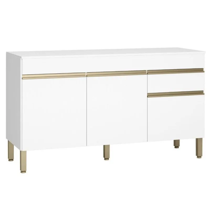 Balcão Para Cozinha Aurélia 3 Portas 1 Gaveta Mdp 150cm Supremo Kit's Paraná