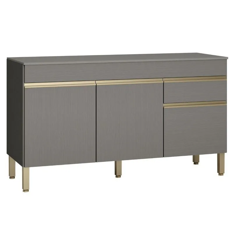 Balcão Para Cozinha Zion 3 Portas 1 Gaveta 150cm Gris Cinza Kits Paraná