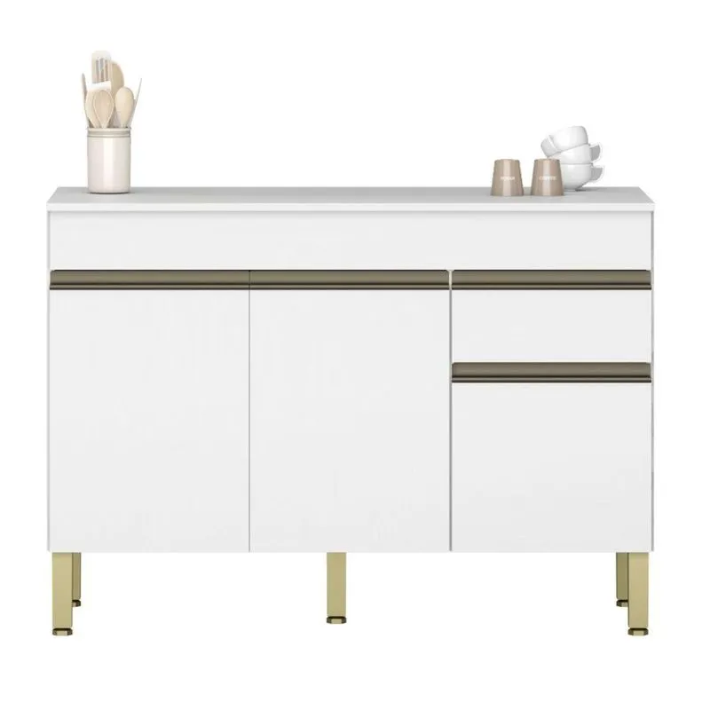 Balcão Brisa Da Riviera Supremo 3 Portas 1 Gaveta Mdp 120cm Marrom