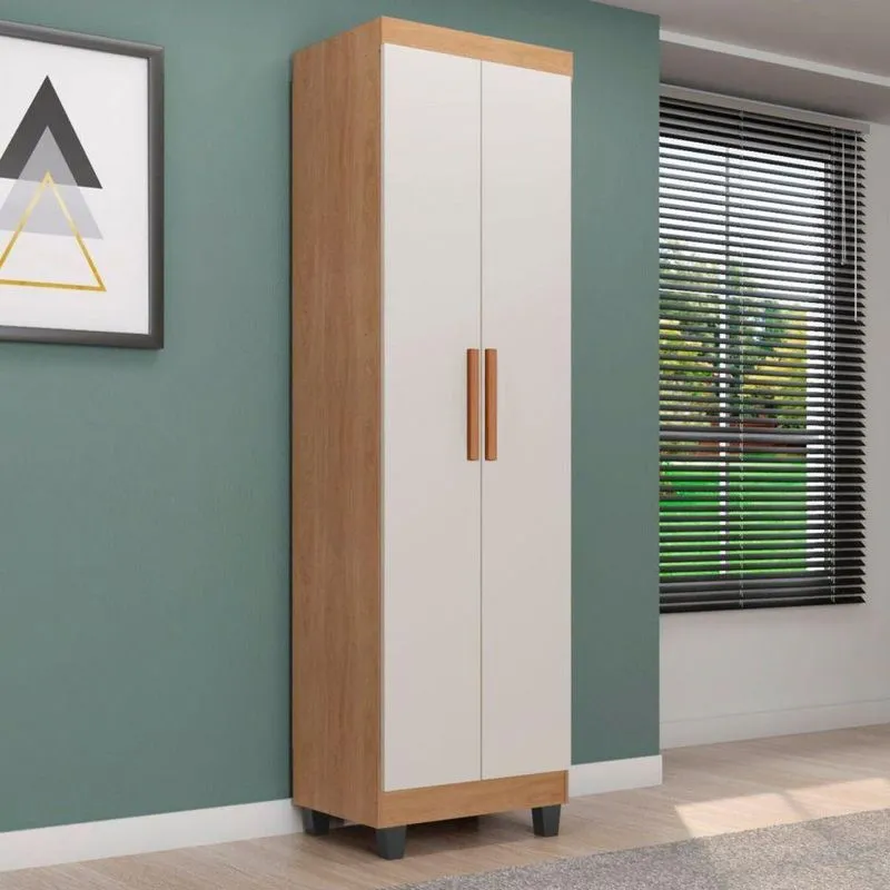 Armário Multiuso Atena 2 Portas 3 Prateleiras MDP 50cm Nature Off White