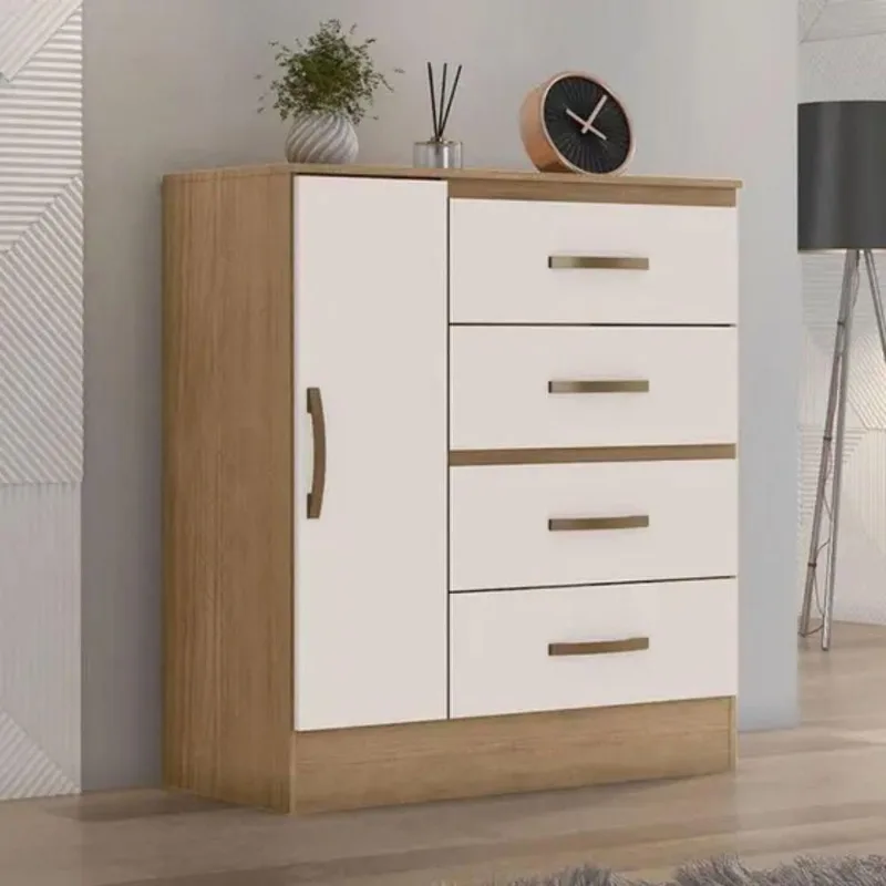 Gaveteiro Aurum 4 Gavetas MDP Nature Off White Leão Móveis