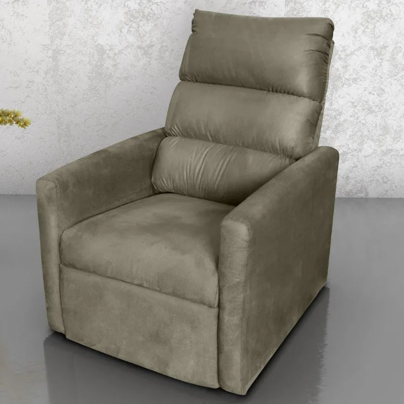 Poltrona Yara Suede com Encosto Reclinável Cappuccino Matrix
