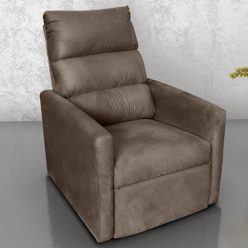 Poltrona Reclinável Ari Suede com Reclinação Manual Marrom 110kg Matrix