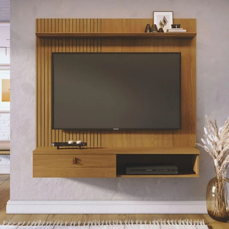 Conjunto de Bancada e Mesa de Centro Benício para TV 55 Polegadas MDP Cumaru Opala Th Shop