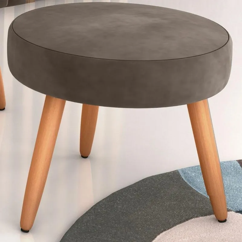 Puff Milan Para Sala Assento Espuma D20 Veludo Marrom Matrix