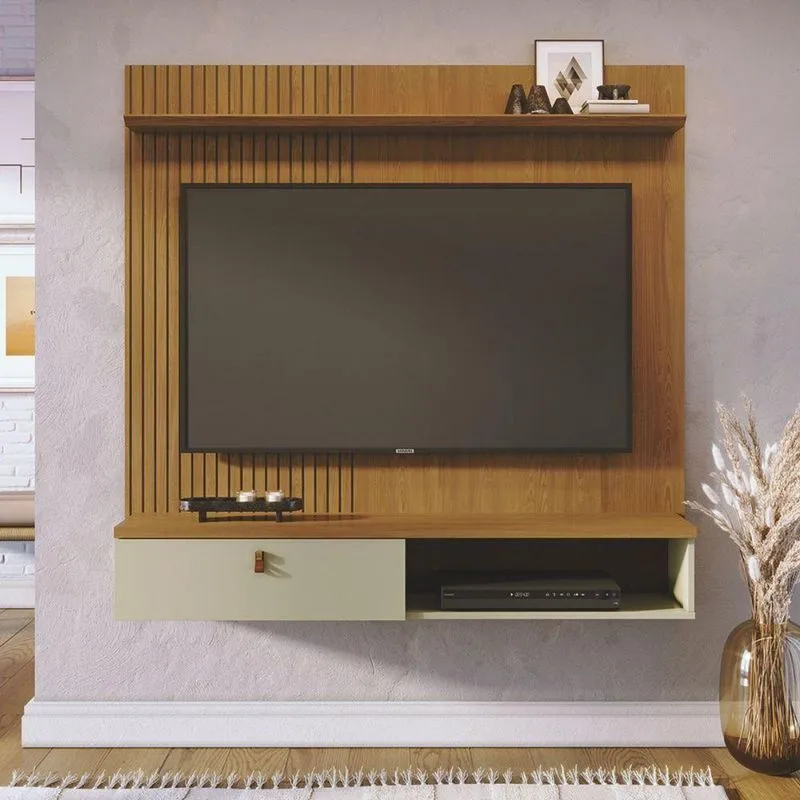 Conjunto Sala Davi Bancada E Mesa De Centro Retangular MDP Cumaru Opala 141cm