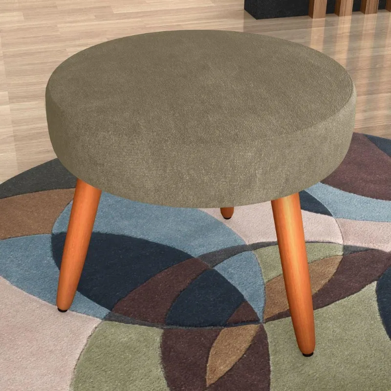 Puff Milan Assento Espuma Veludo Cappuccino Matrix 43CM