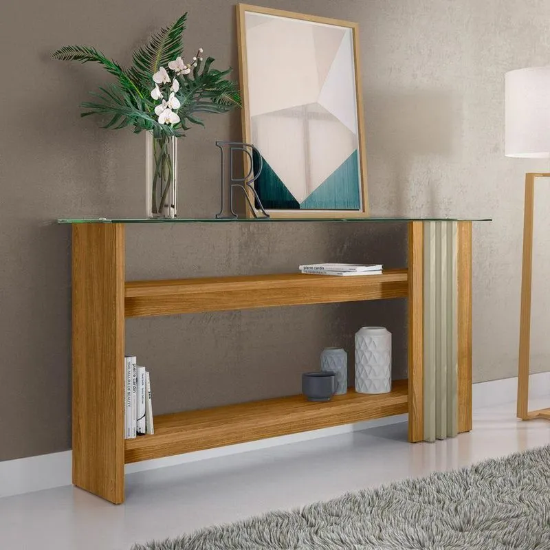 Conjunto Sala Aparador E Mesa De Centro Nexus Cumaru Opala MDP Marrom Casah