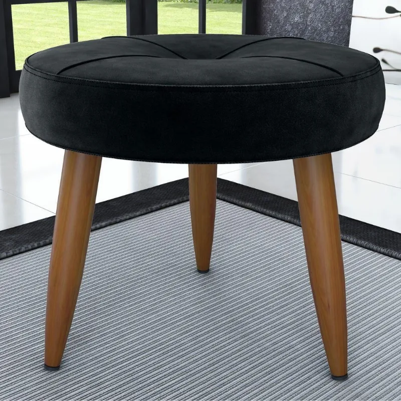 Puff Sigma para Sala Assento Espuma D20 Veludo Preto 90kg Matrix