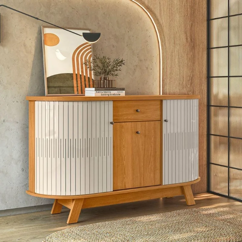 Buffet Casa da Riviera 3 Portas 1 Gaveta MDP Cinamomo e Off White Casah