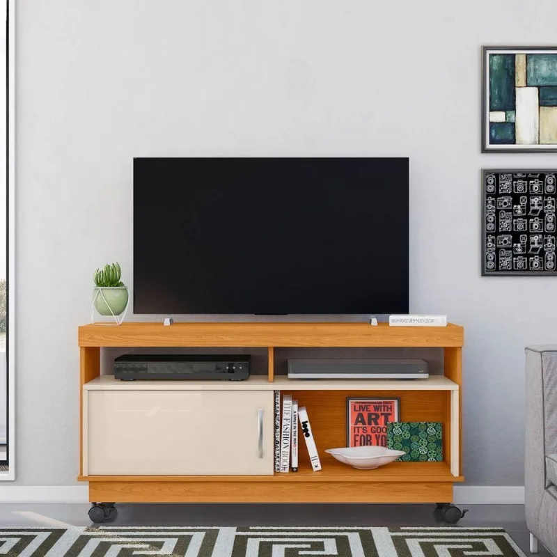 Rack para TV Vista Serena 50 Polegadas 121CM MDP Cinamomo Off White Casah
