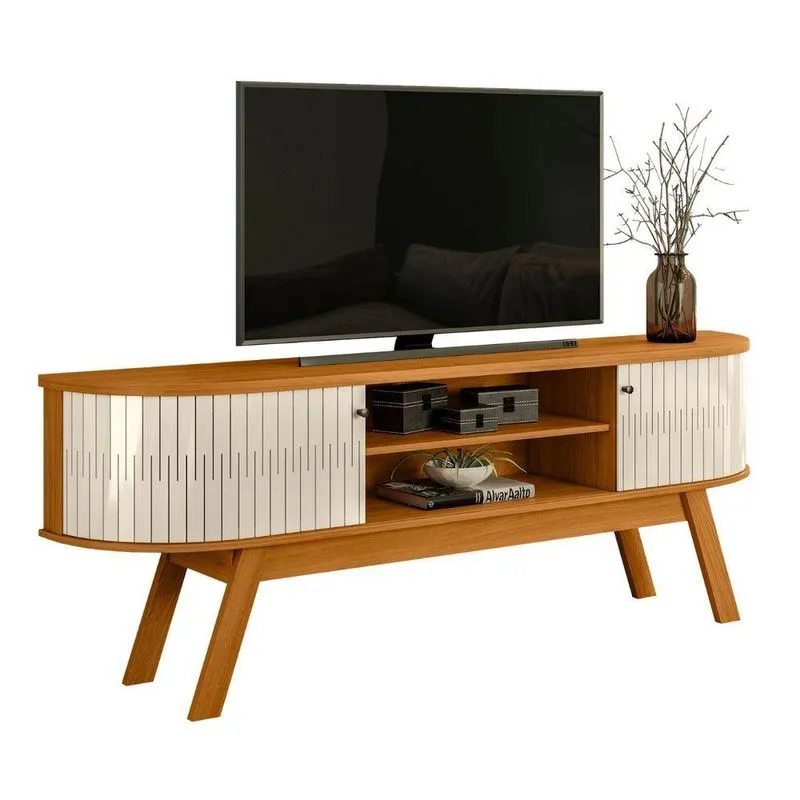 Rack Para TV Estilo Nobre 75 Polegadas 183cm MDP Cinamomo Off White Casah