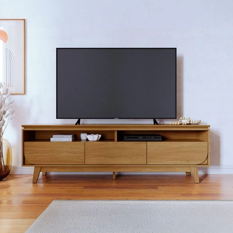 Conjunto de Bancada e Mesa de Centro Safira para Tv 75 MDP Cumaru Opala Th Shop