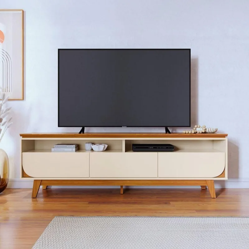 Rack Theo para TV 75 Polegadas 200CM MDP Cinamomo Off White Casah