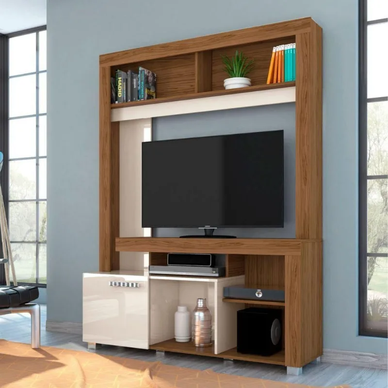 Home para TV Lince 42 Polegadas MDP com Prateleiras Nichos Off White Savana Casah