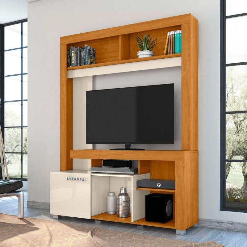 Home para TV Levi 136CM MDP com Porta Correr Cinamomo Off White Casah