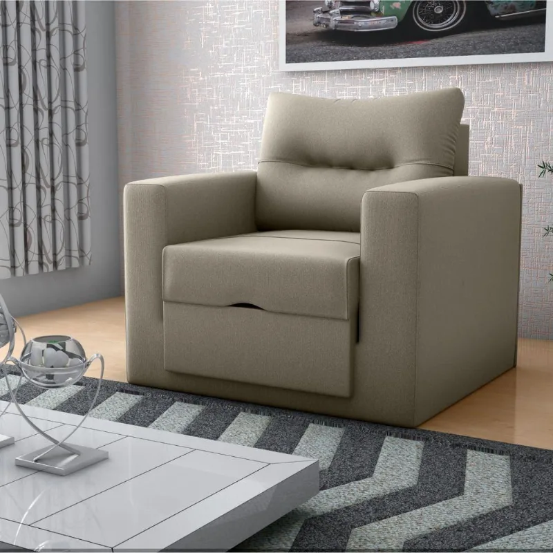 Sofá Cama Tália 1 Lugar 93CM Cappuccino Suede Matrix para Sala
