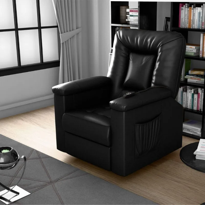 Poltrona Eletrica Reclinavel Couro Sintetico Espuma D23 Preto Bivolt Matrix