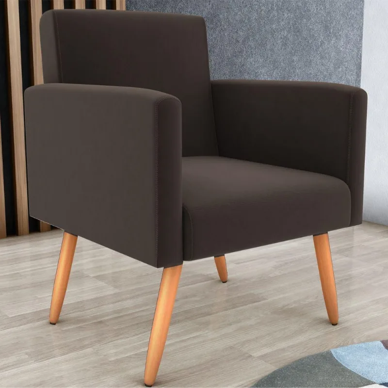 Poltrona Bosque Alto Suede com Apoio para os Braços Marrom Matrix