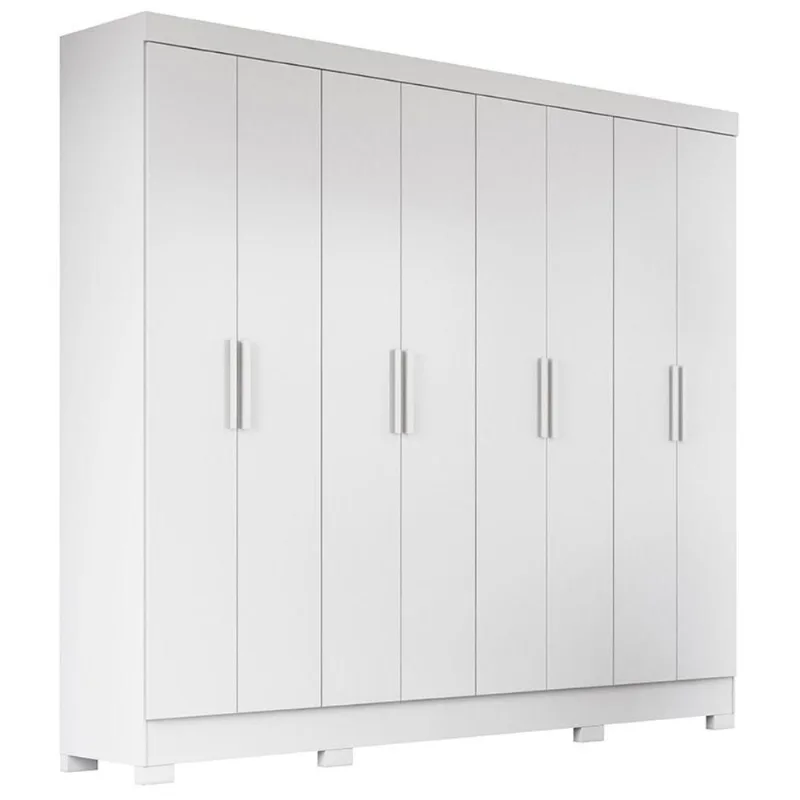 Guarda Roupa Solteiro Serra Clara 8 Portas 4 Gavetas MDP Branco Moval Móveis