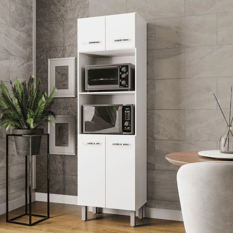 Armário De Cozinha Amora Com 4 Portas 4 Prateleiras MDP 60cm Branco