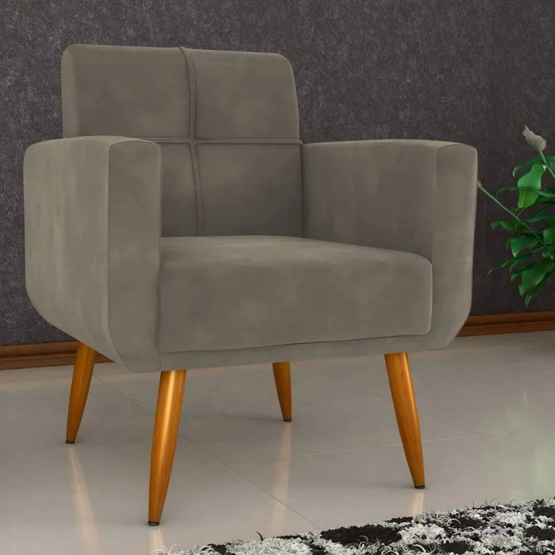 Poltrona Safira Para Sala Veludo Conforto Assento D23 Cappuccino Matrix