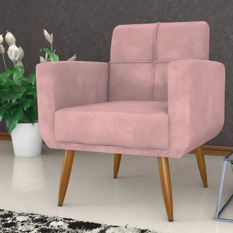 Poltrona Jade para Sala Decorativa Veludo Turkey Rosa Matrix