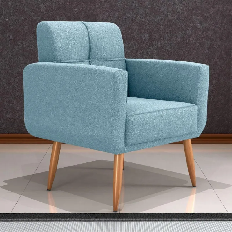 Poltrona Riviera para Sala Boucle Conforto Espuma D23 e D20 Azul Matrix