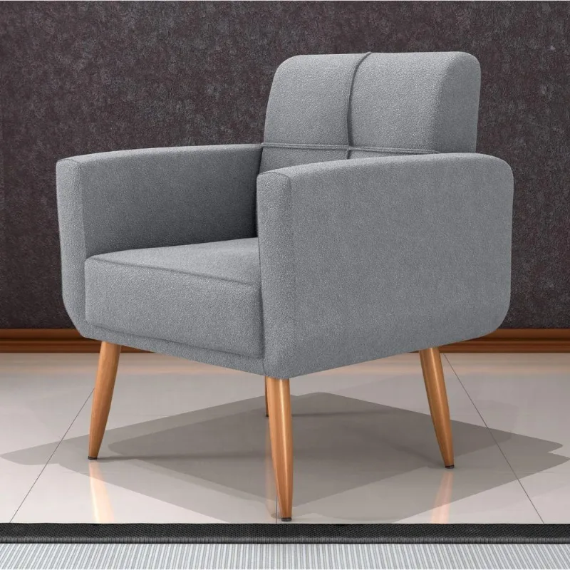 Poltrona Benício Reclinável para Sala Boucle Cinza Matrix 89CM