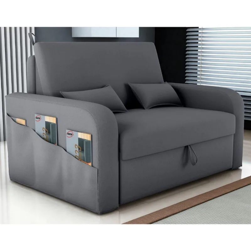 Sofá Cama Porto de Siena 2 Lugares 140CM Veludo Cinza Matrix