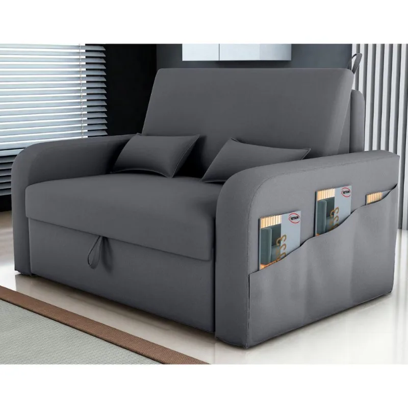 Sofá Cama Maia 2 Lugares Reclinável Cinza Veludo Matrix